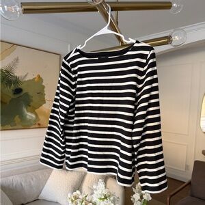 NWT J. Crew Black and White Striped Long Sleeve Top